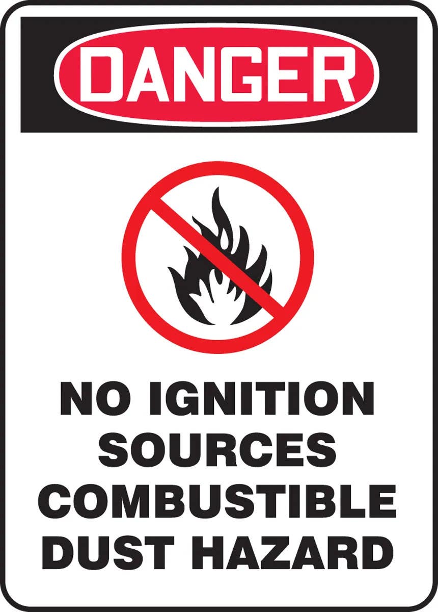 AccuformNMC MCHL2 OSHA Danger Safety Sign, No Ignition Sources, Combustible Dust Hazard
