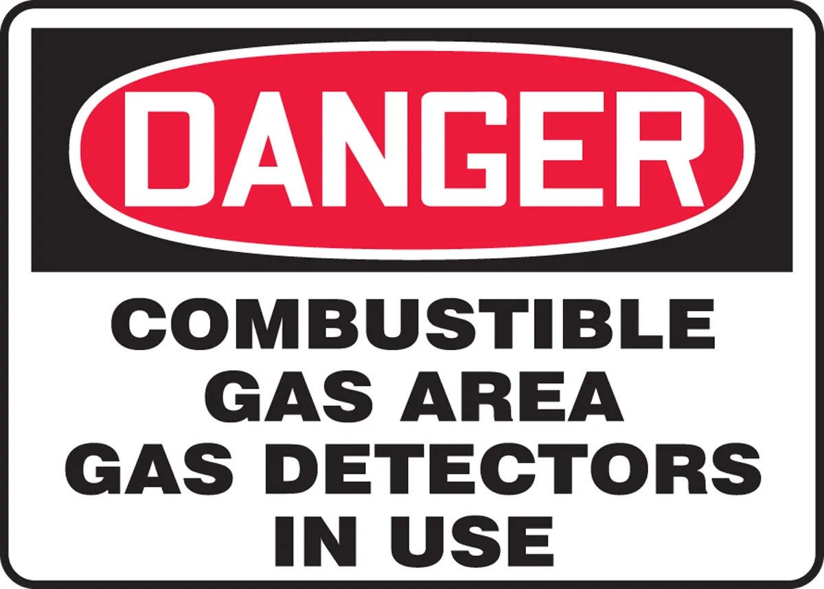 AccuformNMC MCHL2 OSHA Danger Safety Sign, Combustible Gas Area, Gas Detectors In Use