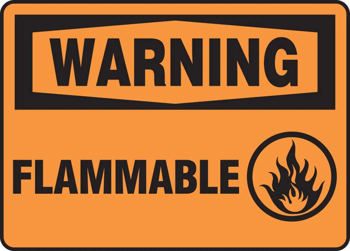 AccuformNMC MCHL305 OSHA Warning Safety Sign, Flammable, 10" H x 14" W