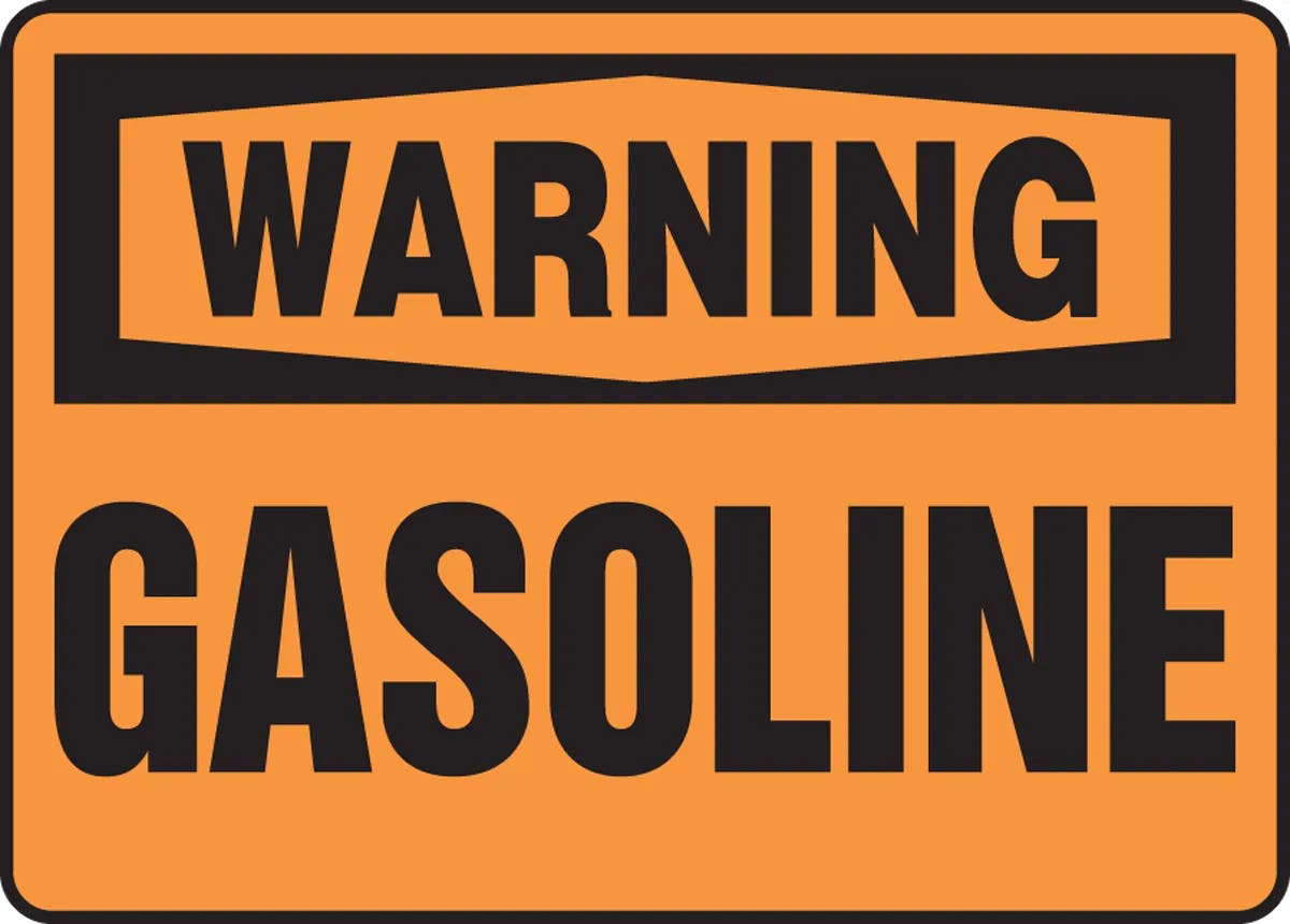 AccuformNMC MCHL307 OSHA Warning Safety Sign, Gasoline, 10" H x 14" W