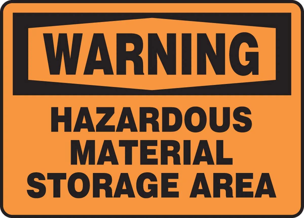 AccuformNMC MCHL32 OSHA Warning Safety Sign, Hazardous Material Storage Area