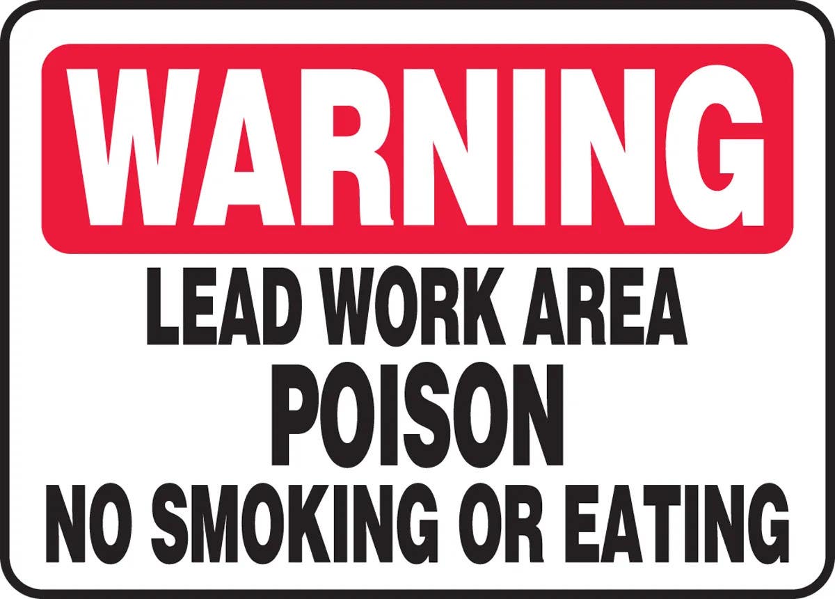 AccuformNMC MCHL326 OSHA Warning Safety Sign, Lead Work Area, Poison, No Smoking Or Eating, 10" H x 14" W