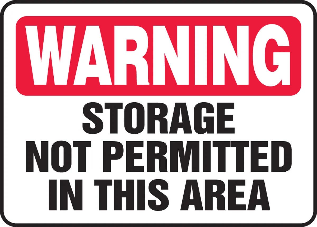 AccuformNMC MCHL328 Warning Safety Sign, Storage Not Permitted In This Area, 10" H x 14" W