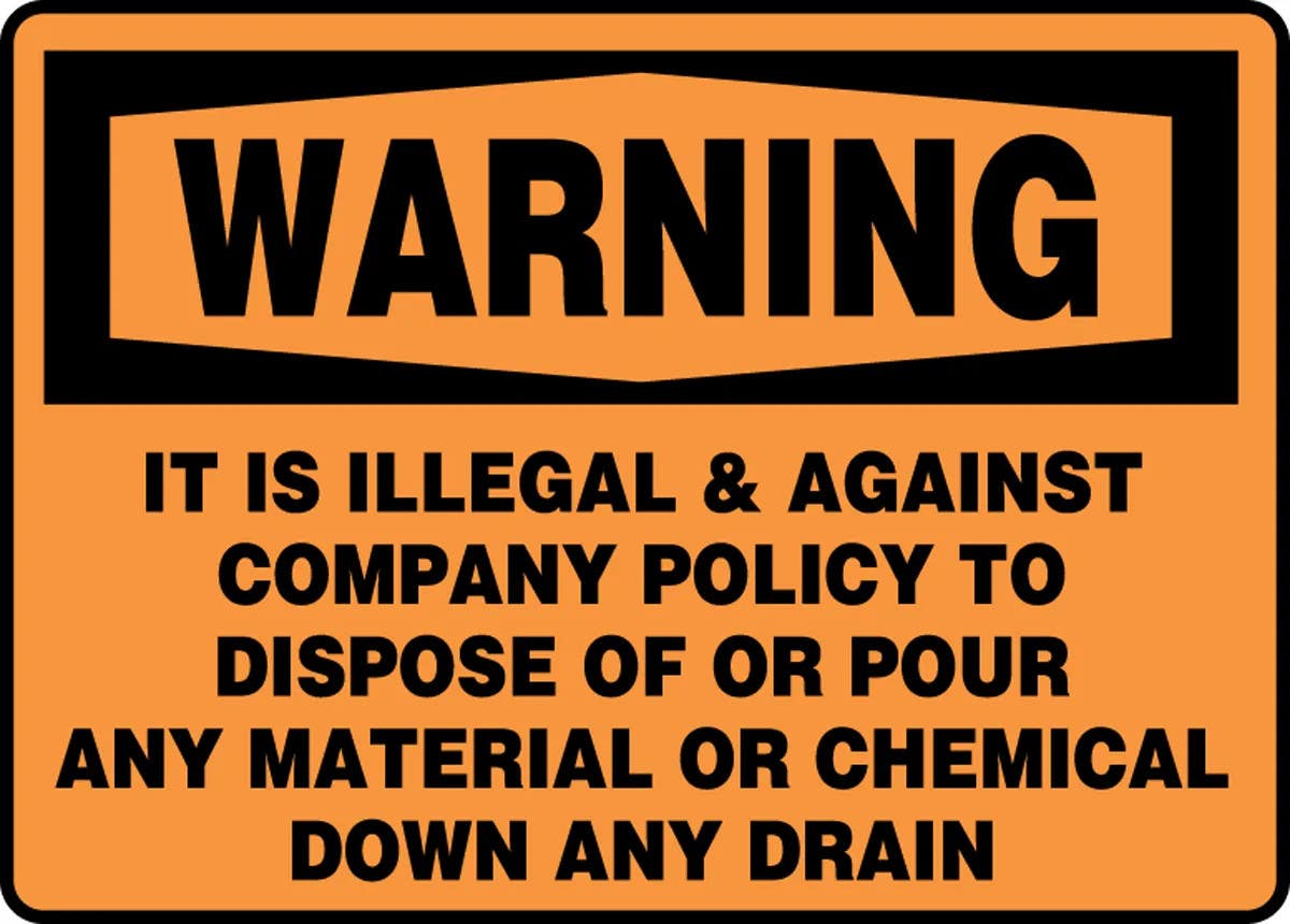 AccuformNMC MCHL334 OSHA Warning Safety Sign, It Is Illegal & Against Company Policy To Dispose…, 10" H x 14" W