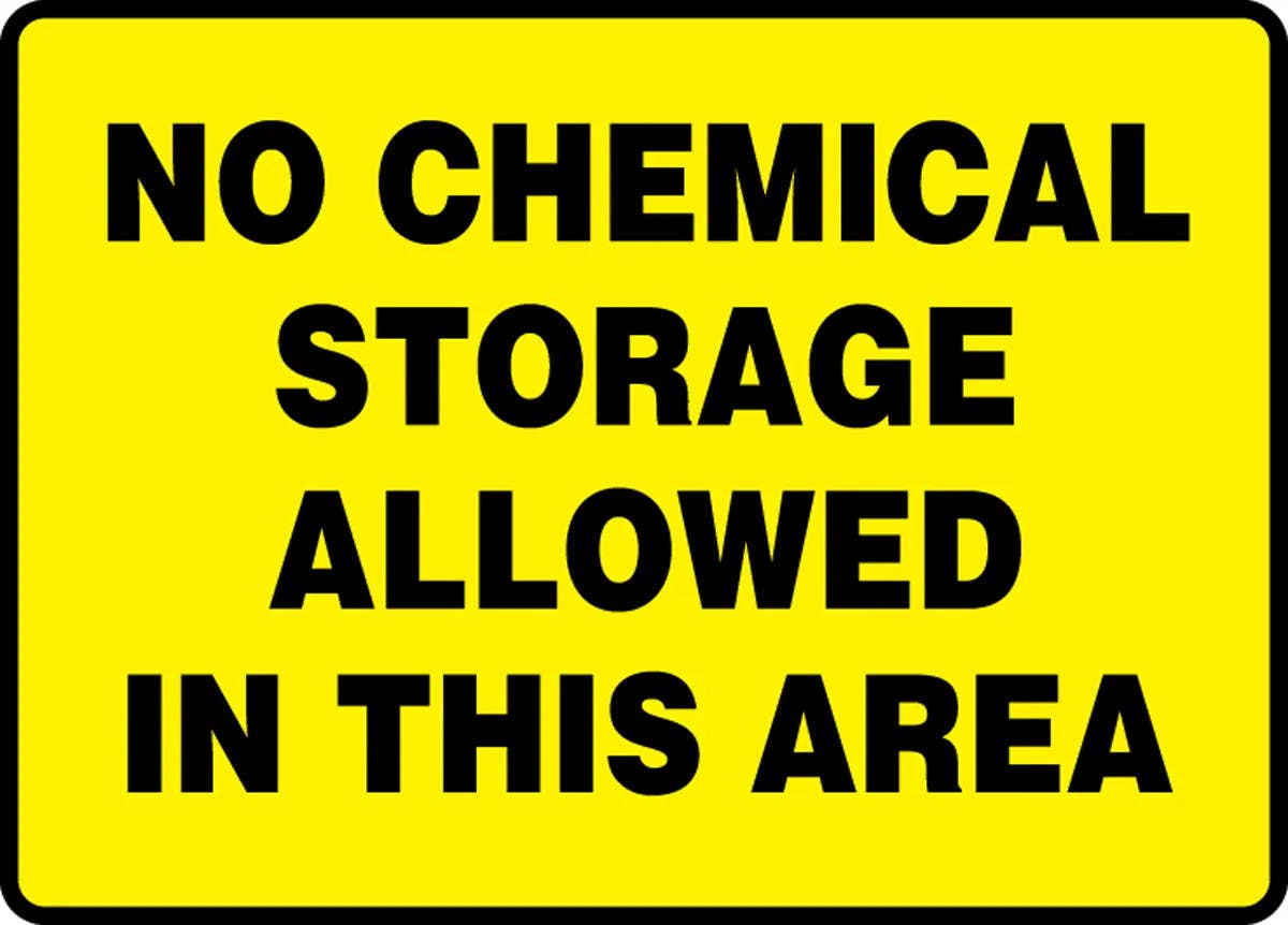 AccuformNMC MCHL554 Safety Sign, No Chemical Storage Allowed In This Area, 10" H x 14" W