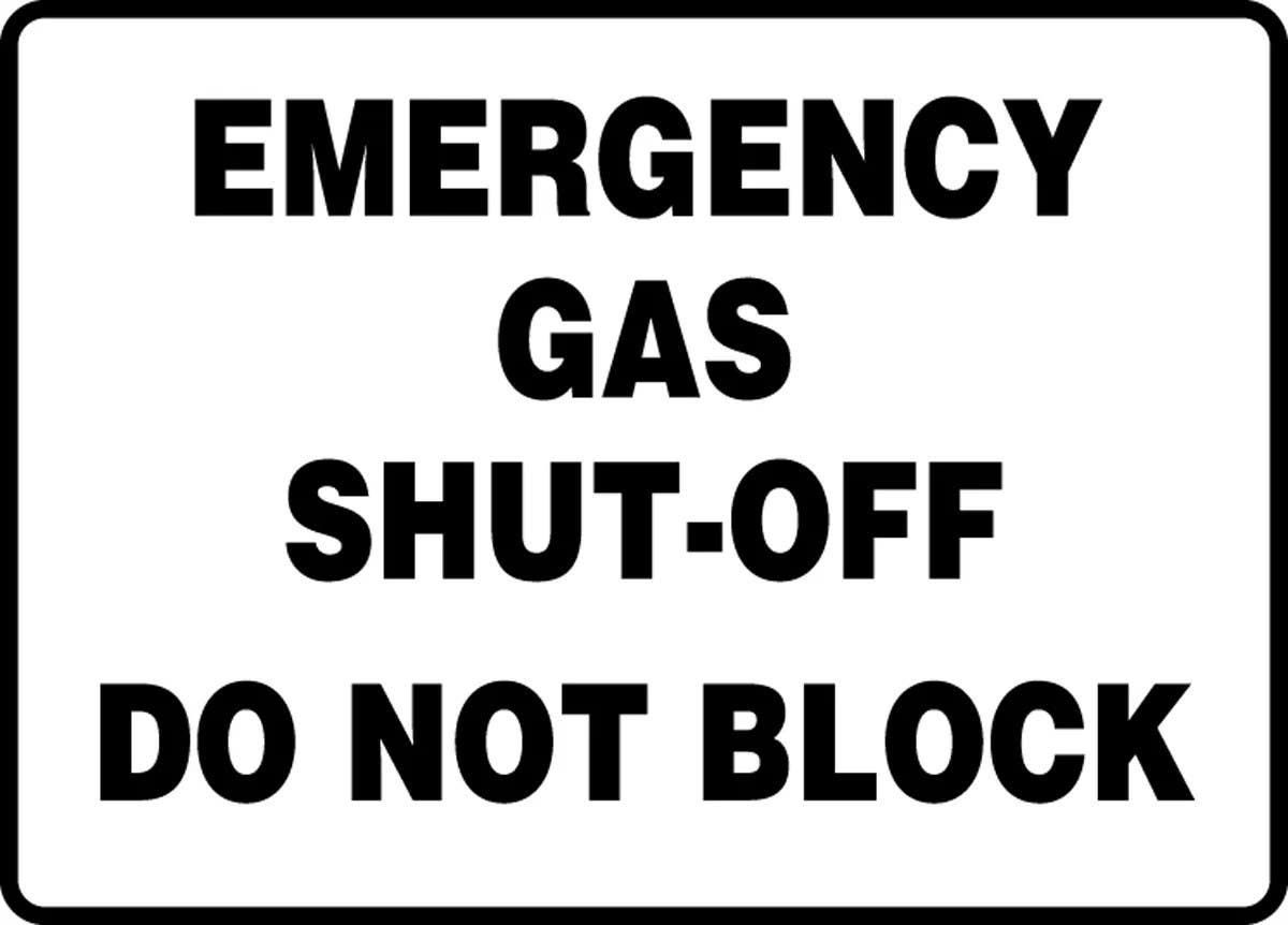 AccuformNMC MCHL557 Safety Sign, Emergency Gas Shut-Off, Do Not Block, 10" H x 14" W