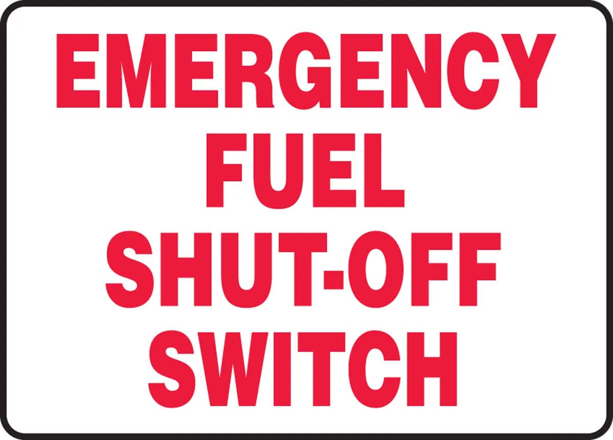 AccuformNMC MCHL572 Safety Sign, Emergency Fuel Shut-Off Switch, 10" H x 14" W