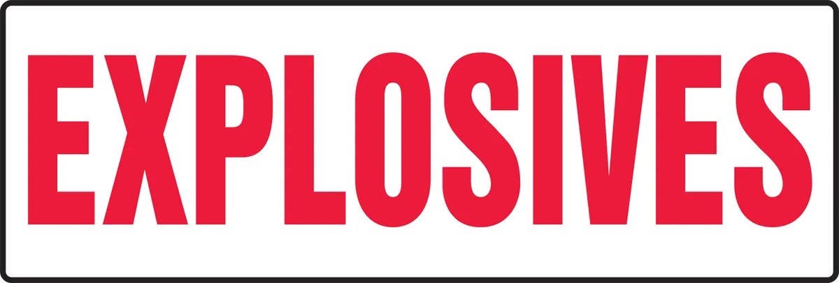 AccuformNMC MCHL577 Safety Sign, Explosives, 8" H x 24" W