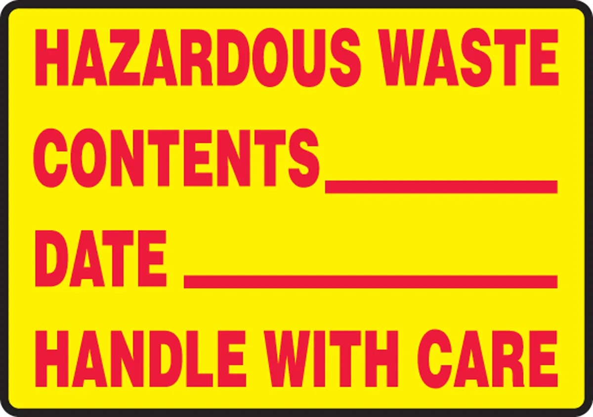 AccuformNMC MCHL5 OSHA Safety Sign, Hazardous Waste Handle With Care