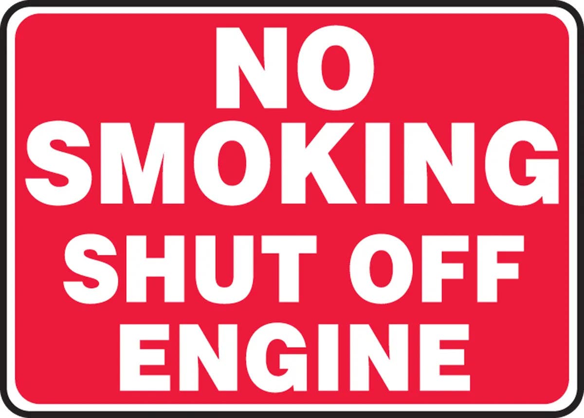 AccuformNMC MCHL58 Safety Sign, No Smoking, Shut Off Engine