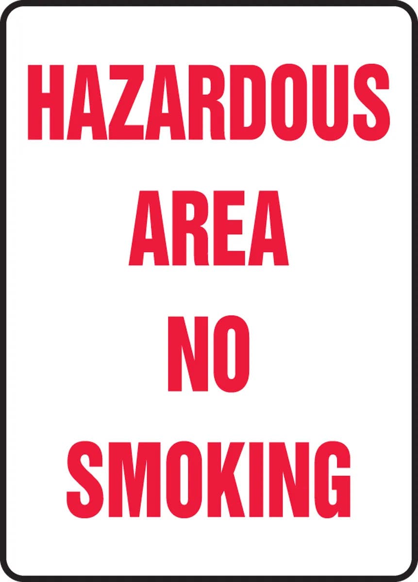 AccuformNMC MCHL588 Safety Sign, Hazardous Area, No Smoking, 14" H x 10" W
