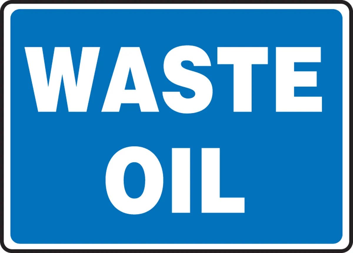AccuformNMC MCHL598 Safety Sign, Waste Oil, 10" H x 14" W