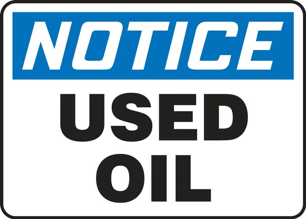 AccuformNMC MCHL84 OSHA Notice Safety Sign, Used Oil