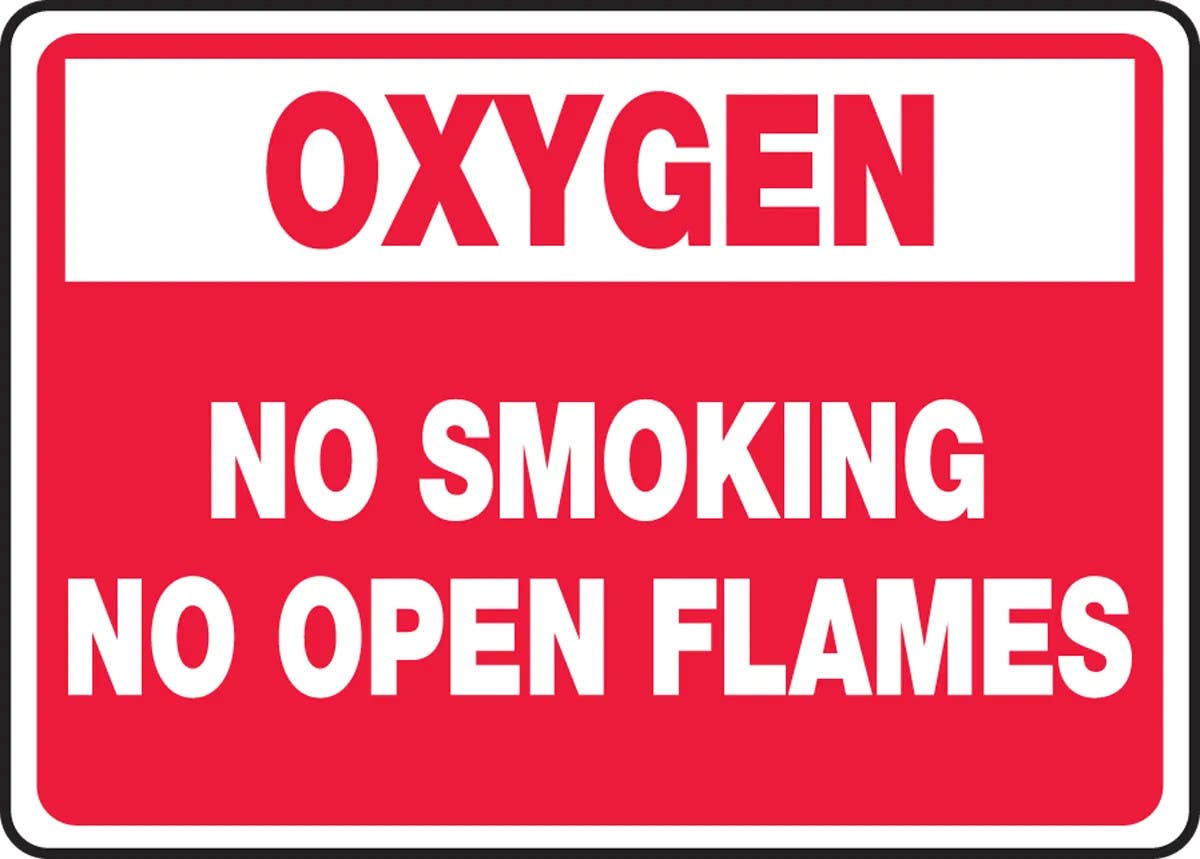 AccuformNMC MCHL93 Oxygen Safety Sign, No Smoking No Open Flames