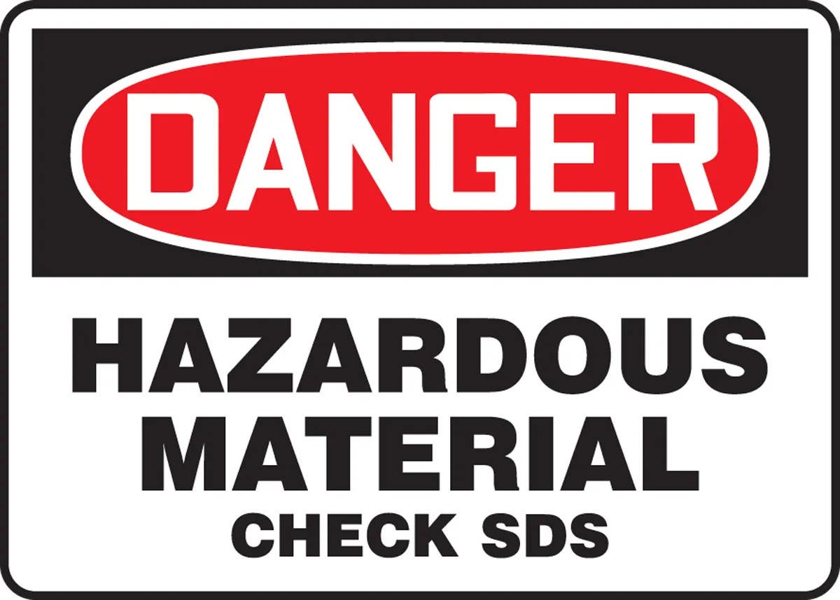 AccuformNMC MCHM100 OSHA Danger Safety Sign, Hazardous Material, Check SDS, 10" H x 14" W