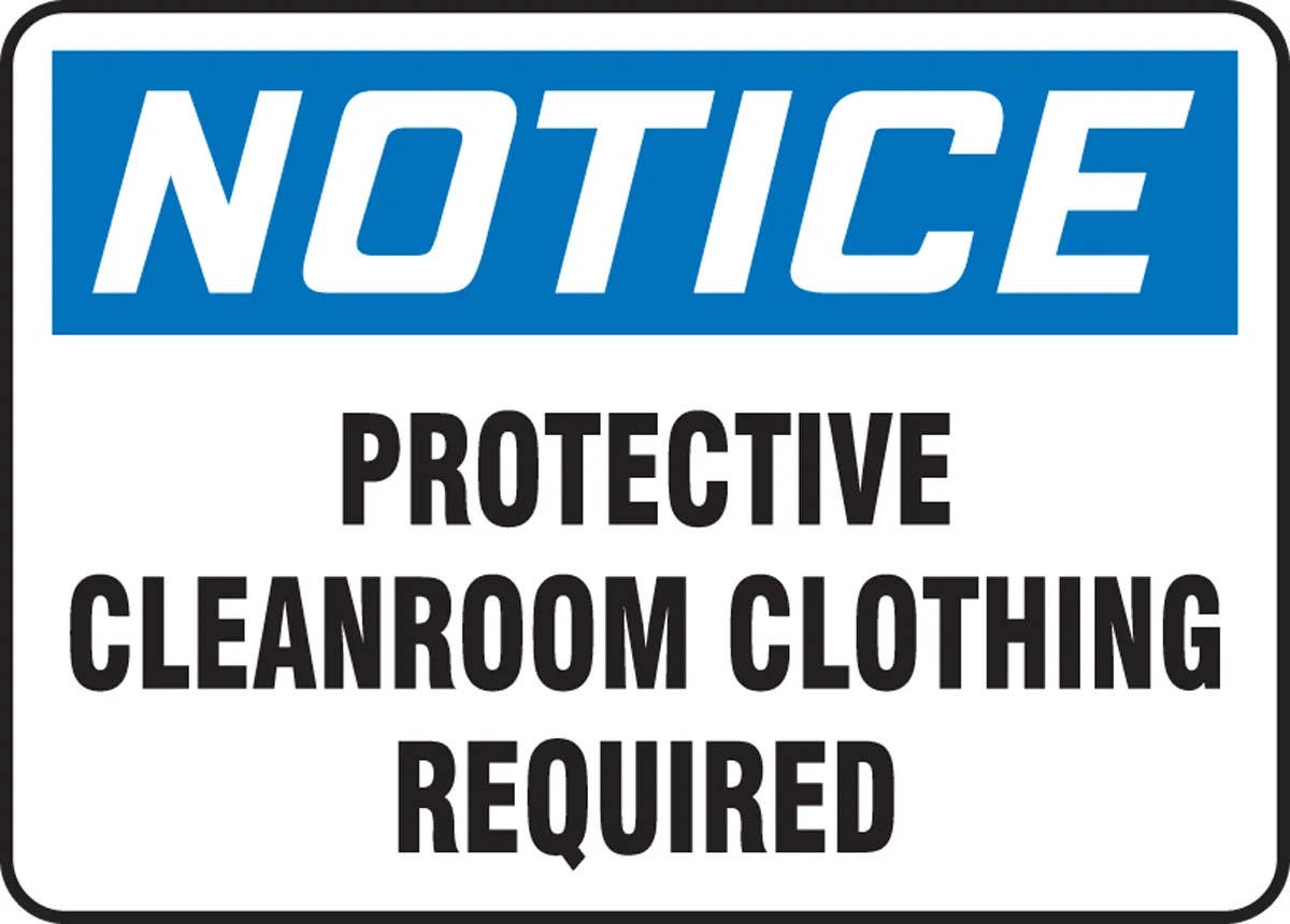 AccuformNMC MCLR803 OSHA Notice Safety Sign, Protective Cleanroom Clothing Required, 10" H x 14" W