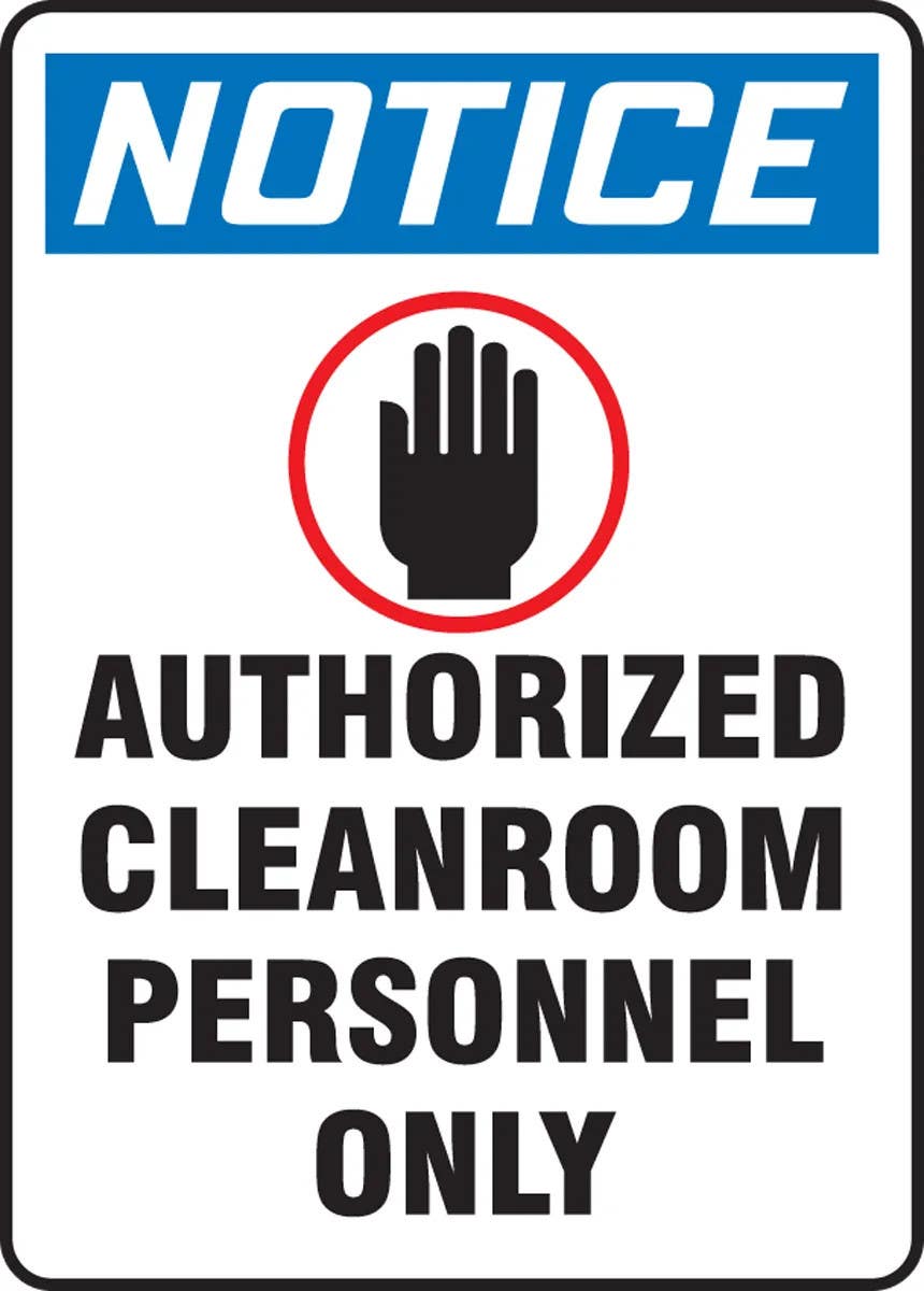 AccuformNMC MCLR810 OSHA Notice Safety Sign, Authorized Cleanroom Personnel Only, 14" H x 10" W