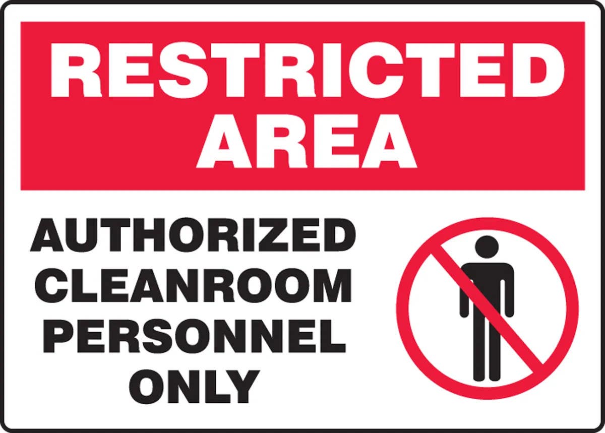 AccuformNMC MCLR900 Restricted Area Safety Sign, Authorized Cleanroom Personnel Only, 10" H x 14" W