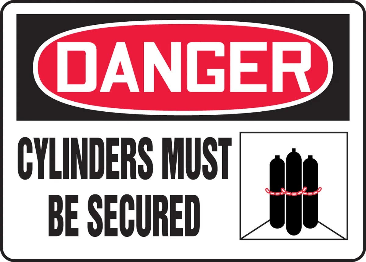 AccuformNMC MCPG01 OSHA Danger Safety Sign, Cylinders Must Be Secured (Graphic)