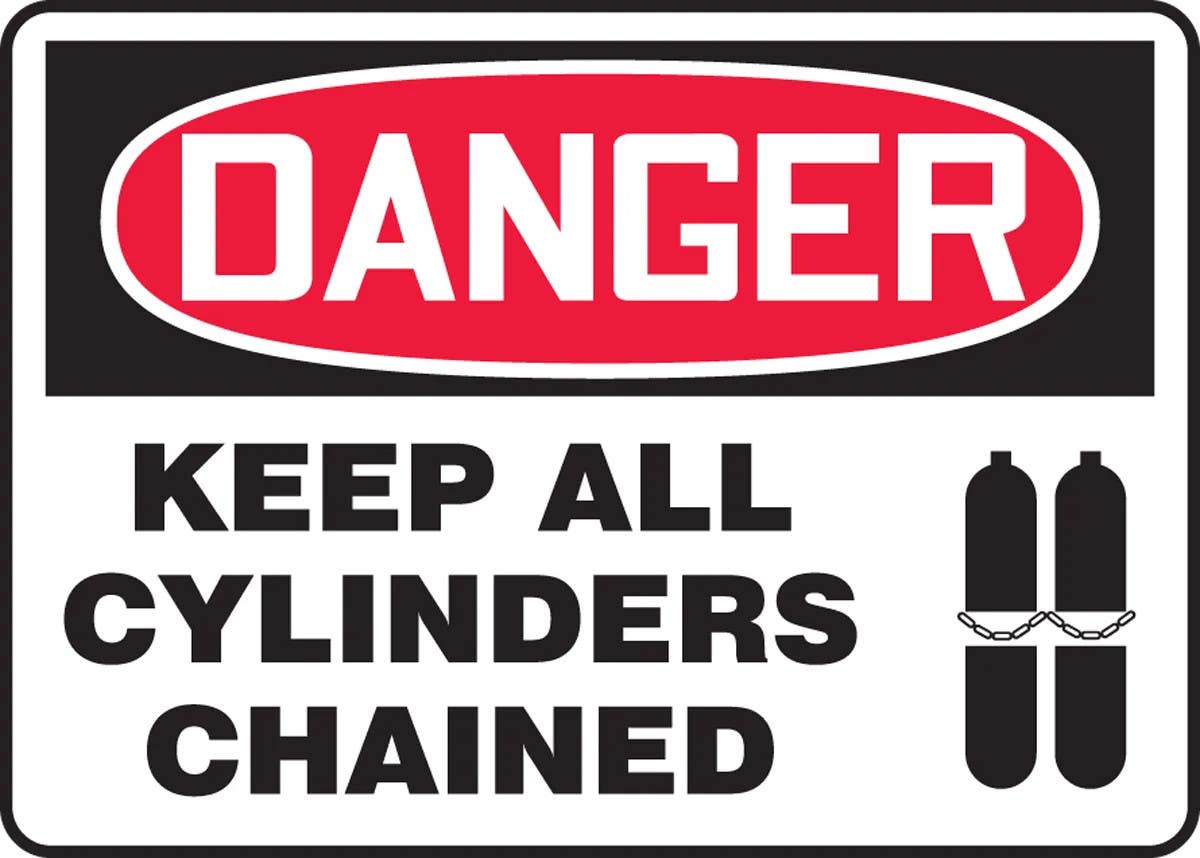 AccuformNMC MCPG02 OSHA Danger Safety Sign, Keep All Cylinders Chained