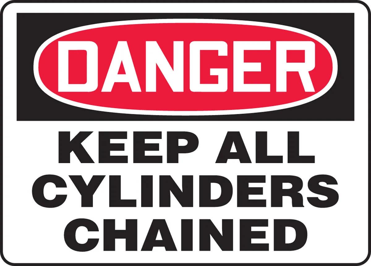 AccuformNMC MCPG028 OSHA Danger Safety Sign, Keep All Cylinders Chained, 10" H x 14" W