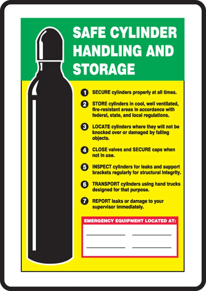 AccuformNMC MCPG50 Safety Sign, Safe Cylinder Handling And Storage