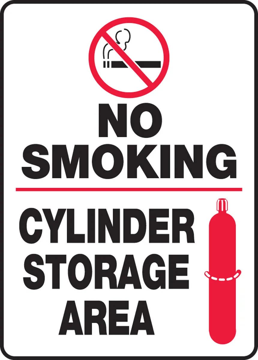 AccuformNMC MCPG504 No Smoking Safety Sign, Cylinder Storage Area, 14" H x 10" W