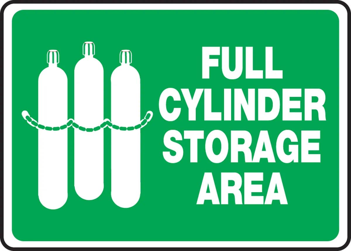 AccuformNMC MCPG515 Safety Sign, Full Cylinder Storage Area, 10" H x 14" W