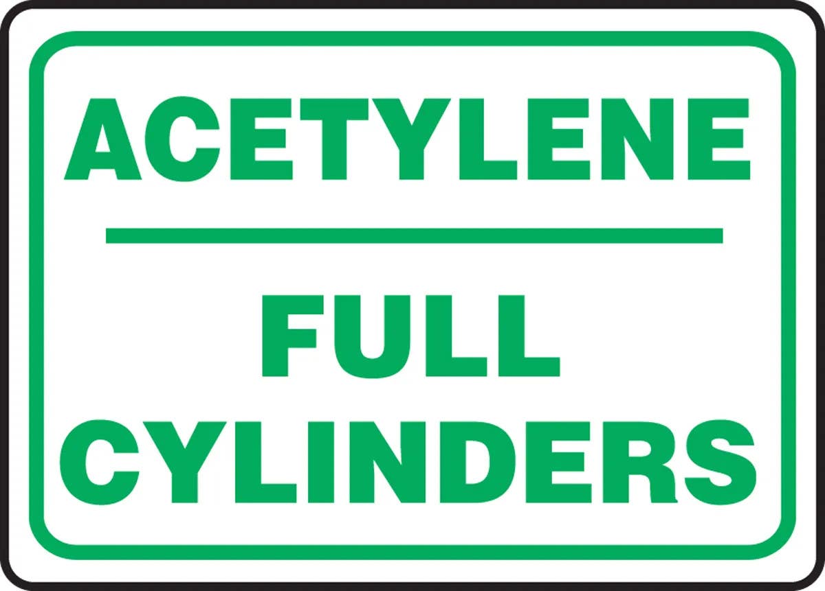 AccuformNMC MCPG5 Safety Sign, Acetylene, Full Cylinders