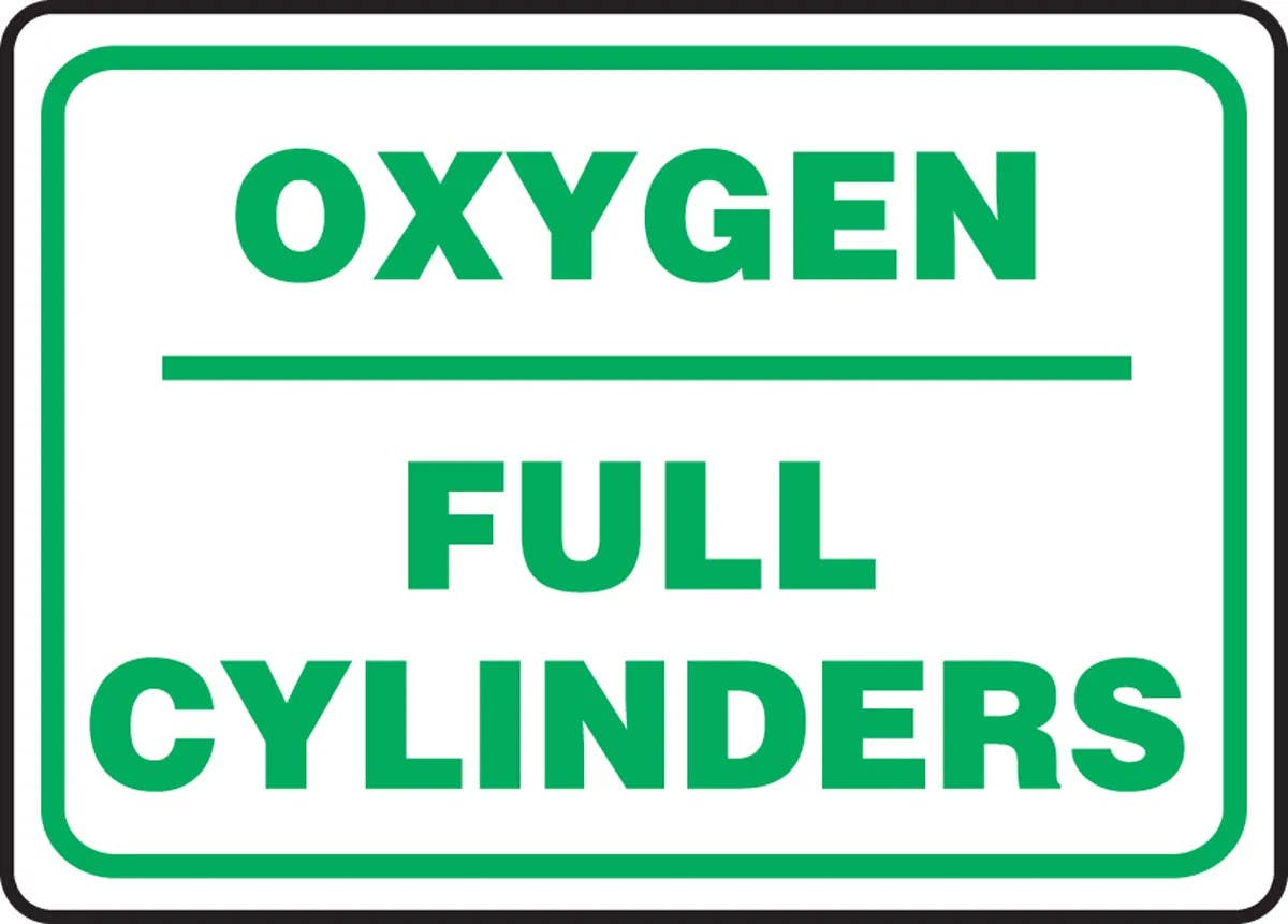 AccuformNMC MCPG5 Safety Sign, Oxygen, Full Cylinders