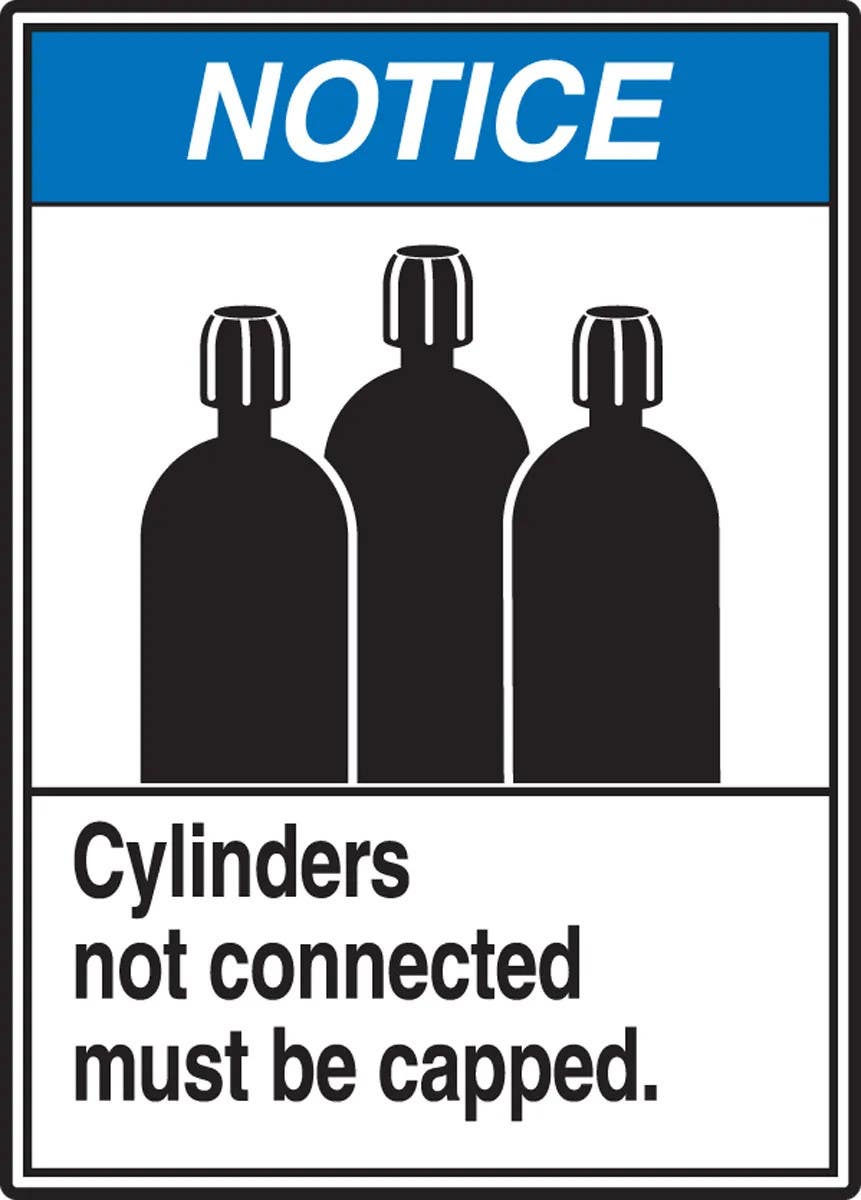 AccuformNMC MCPG803 ANSI Notice Safety Sign, Cylinders Not Connected Must Be Capped., 14" H x 10" W