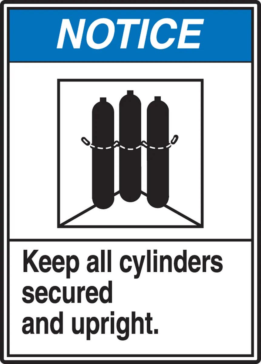 AccuformNMC MCPG807 ANSI Notice Safety Sign, Keep All Cylinders Secured And Upright., 14" H x 10" W