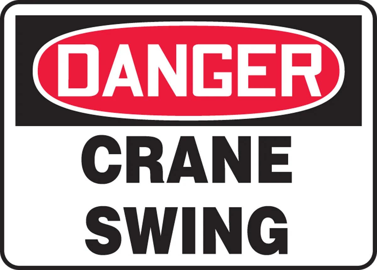 AccuformNMC MCRT005 OSHA Danger Safety Sign, Crane Swing, 10" H x 14" W