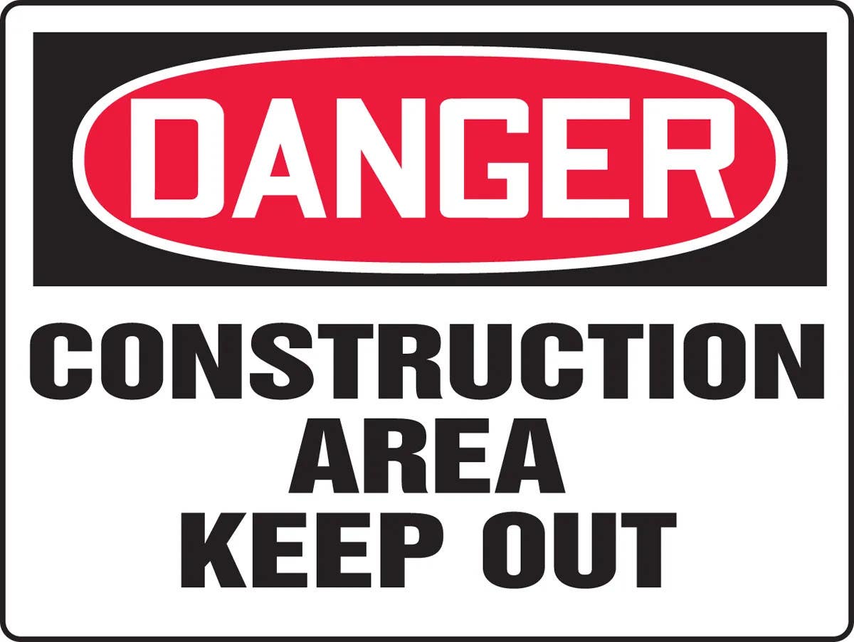 AccuformNMC MCRT012 BigSign, OSHA Danger Safety Sign, Construction Area - Keep Out, 18" H x 24" W
