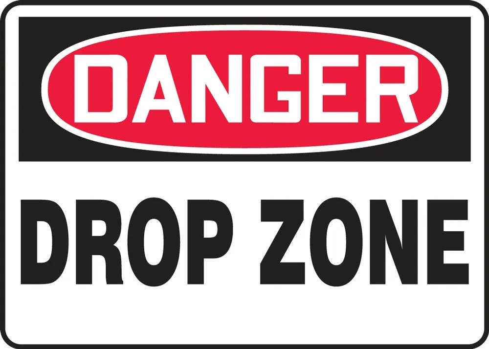 AccuformNMC MCRT042 OSHA Danger Safety Sign, Drop Zone, 10" H x 14" W