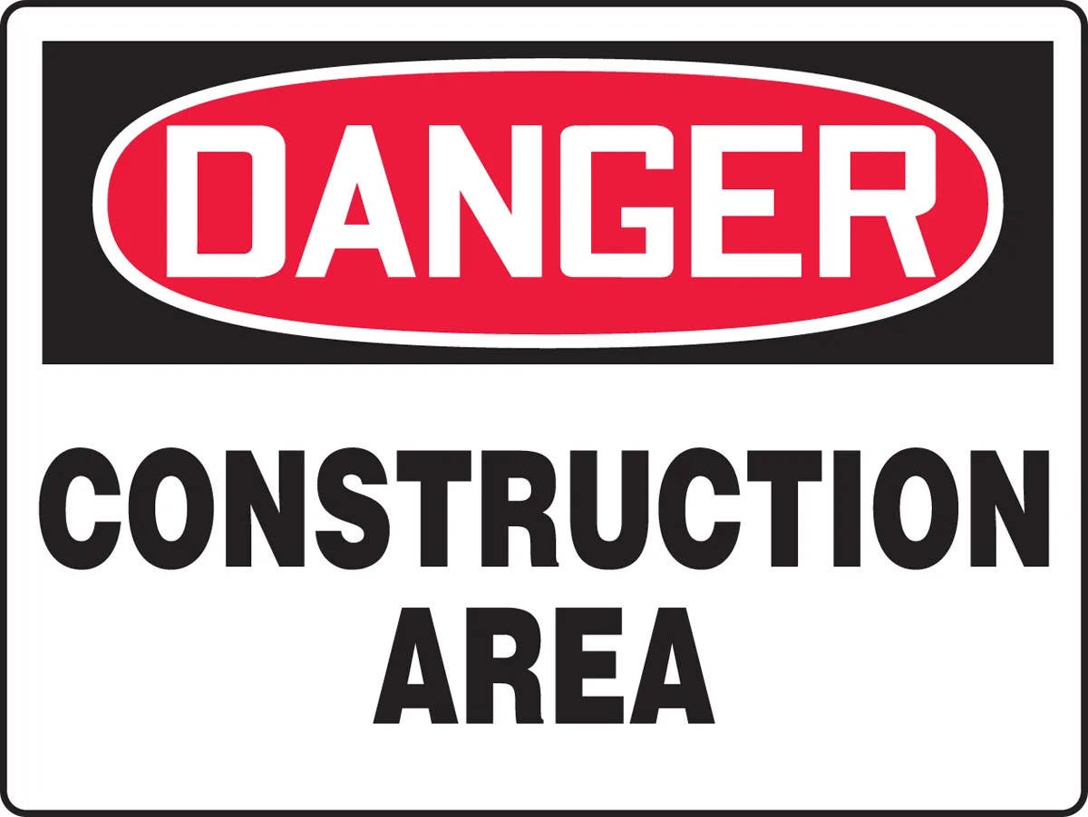 AccuformNMC MCRT201VP Really BigSign, OSHA Danger Safety Sign, Construction Area, 24" H x 36" W