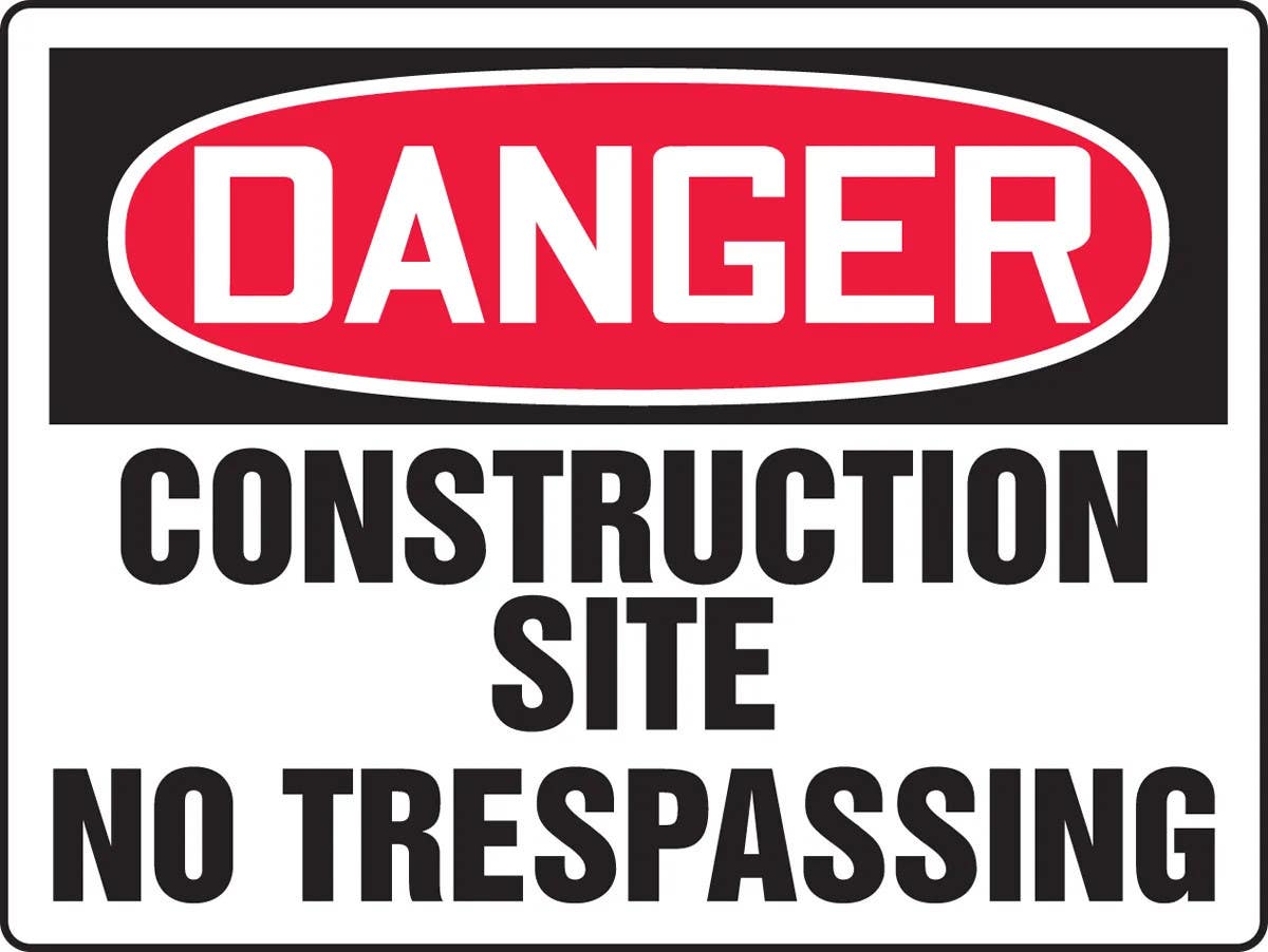 AccuformNMC MCRT217 OSHA Danger Safety Sign, Construction Site, No Trespassing, 24" H x 36" W