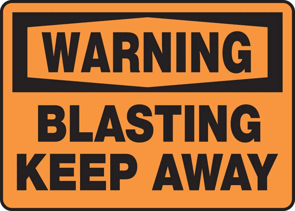 AccuformNMC MCRT305 OSHA Warning Safety Sign, Blasting, Keep Away, 10" H x 14" W