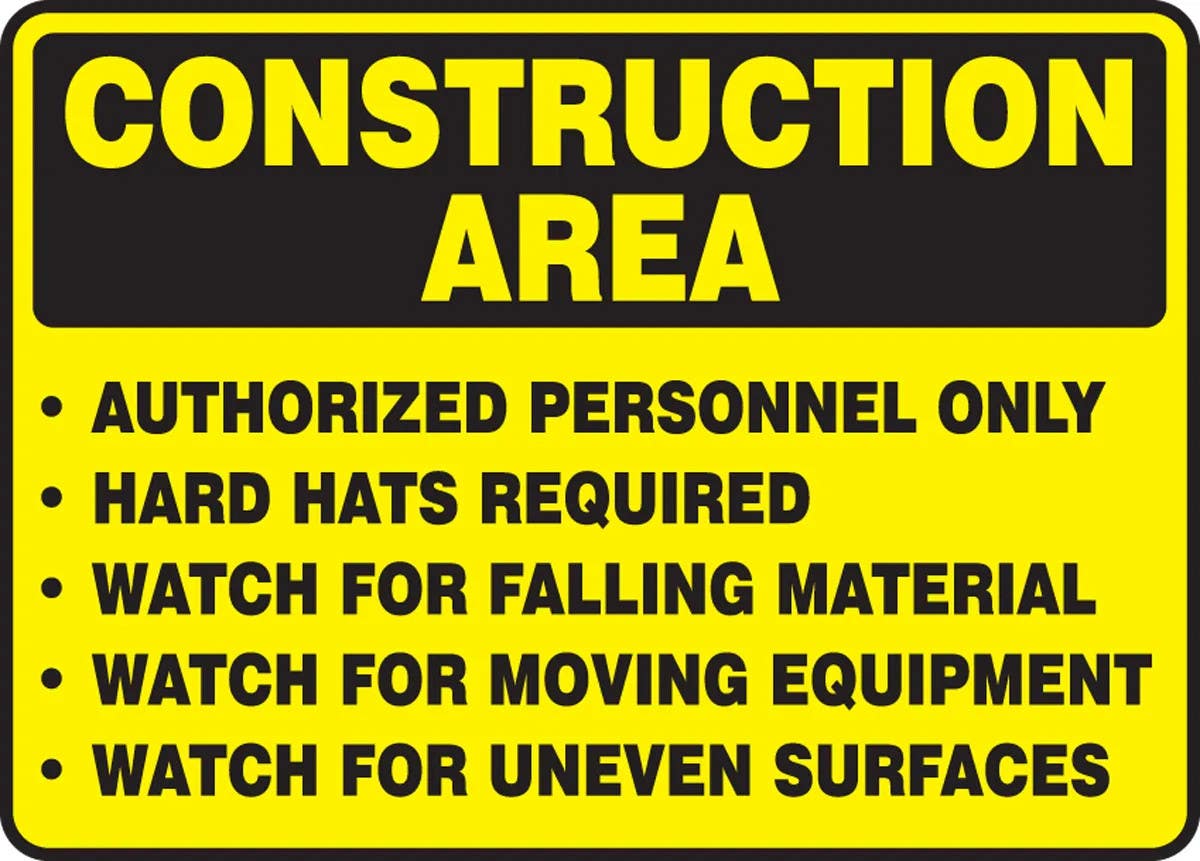 AccuformNMC MCRT505 OSHA Construction Area Safety Sign, Authorized Personnel Only, Hard Hats Required..., 10" H x 14" W