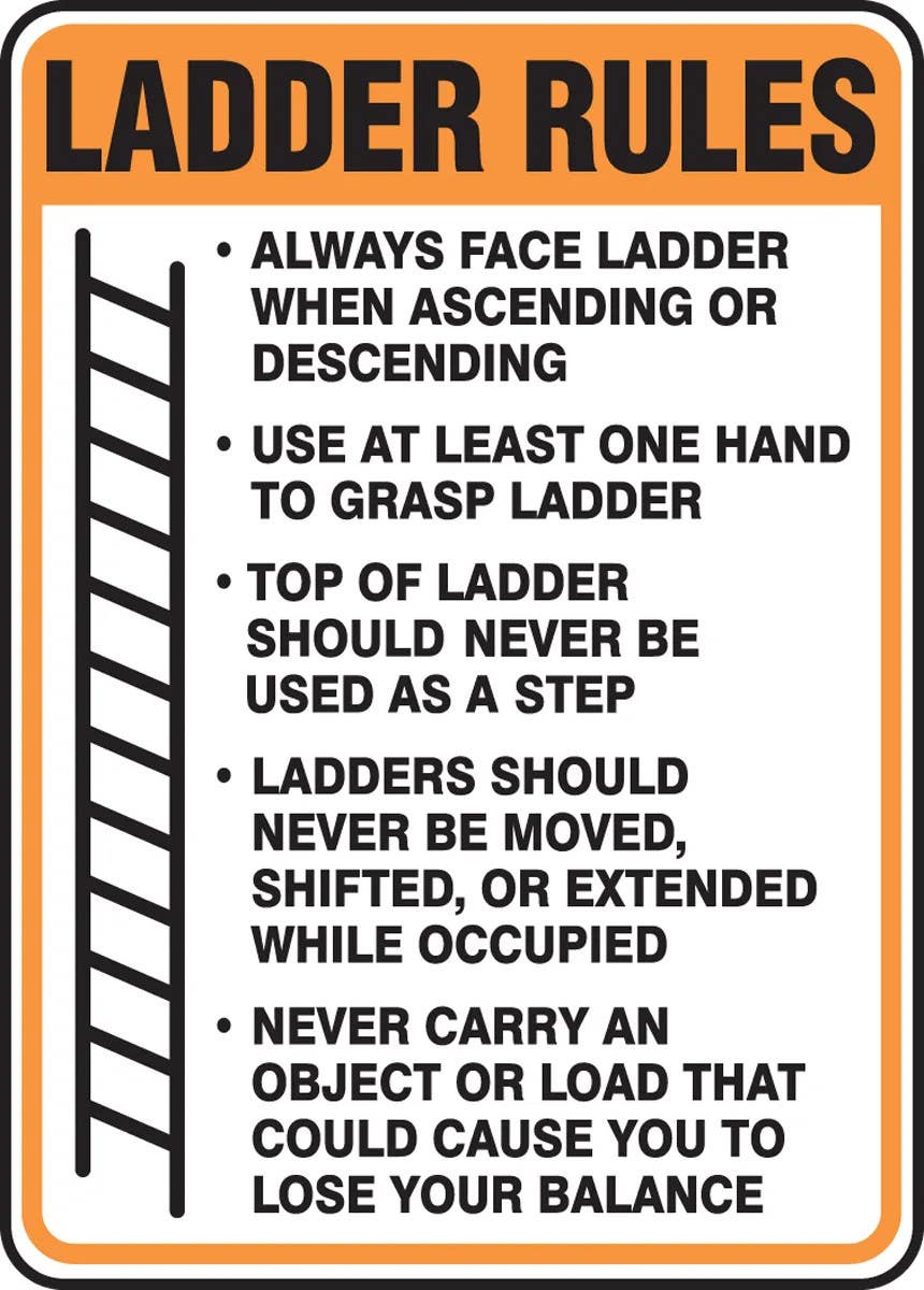 AccuformNMC MCRT543 Safety Sign, Ladder Rules, 14" H x 10" W
