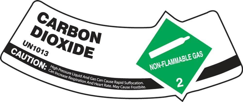 AccuformNMC MCSLCAGXVE Cylinder Shoulder Label, Carbon Dioxide, Adhesive Dura Vinyl, 2" H x 5-1/4" W
