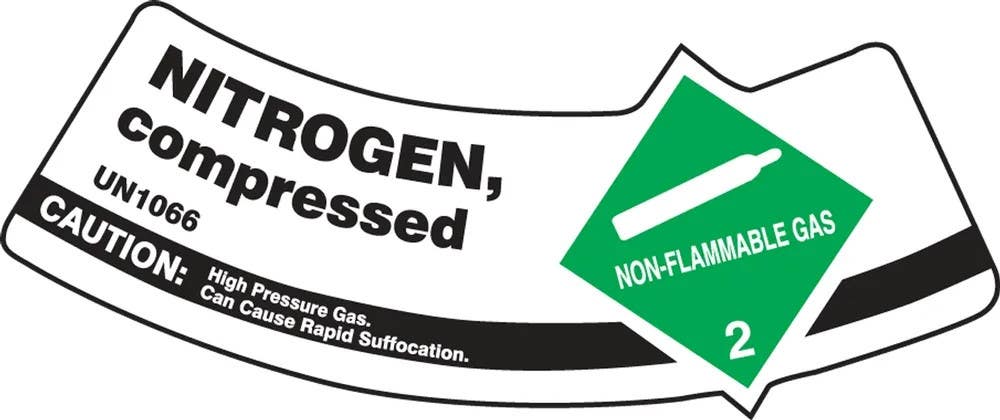 AccuformNMC MCSLNIGXVE Cylinder Shoulder Label, Nitrogen, Compressed, Adhesive Dura Vinyl, 2" H x 5-1/4" W