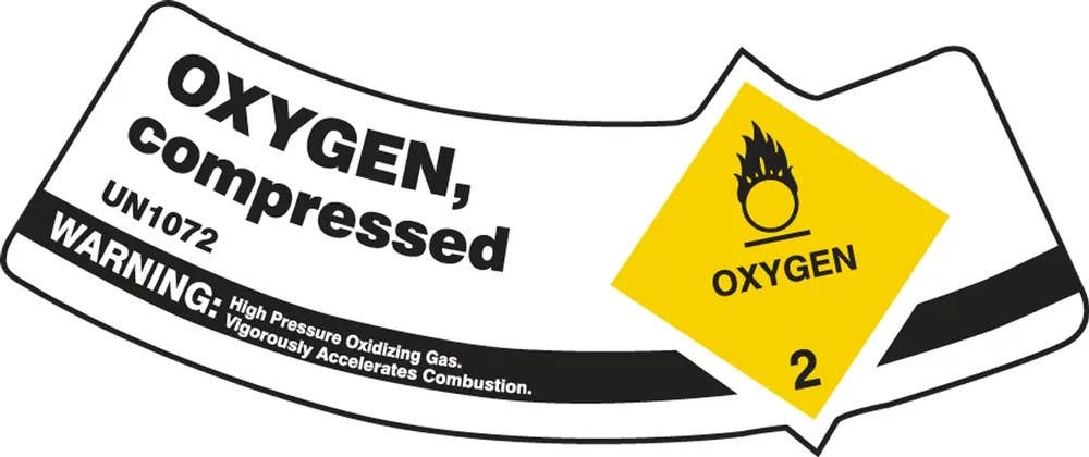 AccuformNMC MCSLOXYXVE Cylinder Shoulder Label, Oxygen, Compressed, Adhesive Dura Vinyl, 2" H x 5-1/4" W