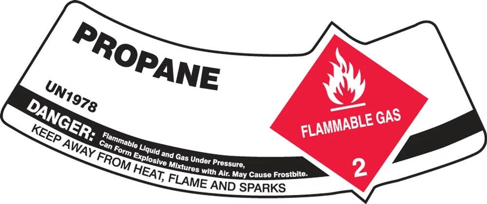 AccuformNMC MCSLPRRXVE Cylinder Shoulder Label, Propane, Adhesive Dura Vinyl, 2" H x 5-1/4" W
