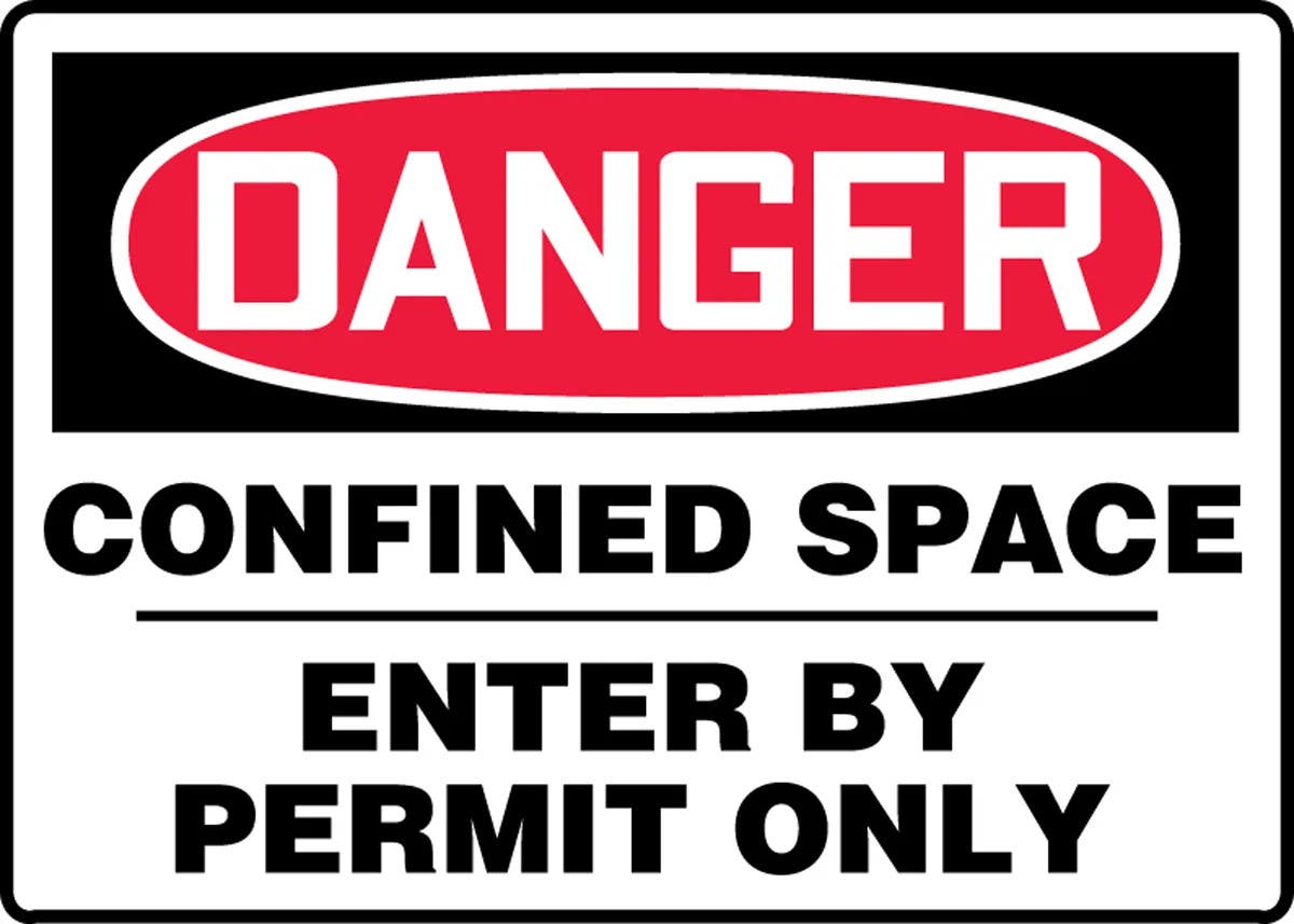 AccuformNMC MCSP OSHA Danger Safety Sign, Confined Space, Enter By Permit Only