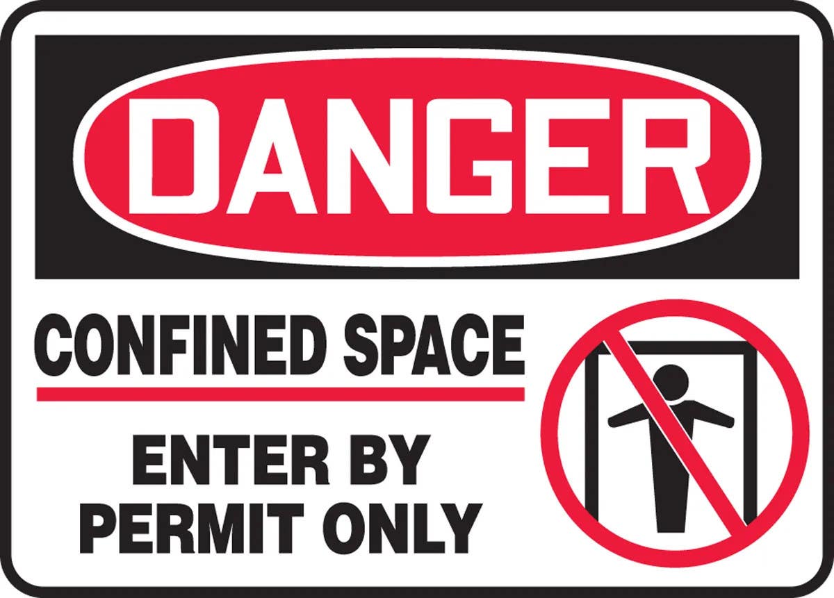 AccuformNMC MCSP01 OSHA Danger Safety Sign, Confined Space Sign, Enter By Permit Only