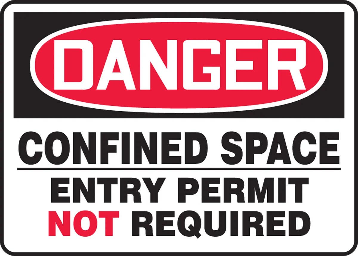 AccuformNMC MCSP021 OSHA Danger Safety Sign, Confined Space, Entry Permit Not Required, 10" H x 14" W