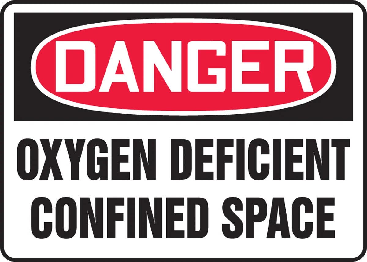 AccuformNMC MCSP022 OSHA Danger Safety Sign, Oxygen Deficient Confined Space, 10" H x 14" W