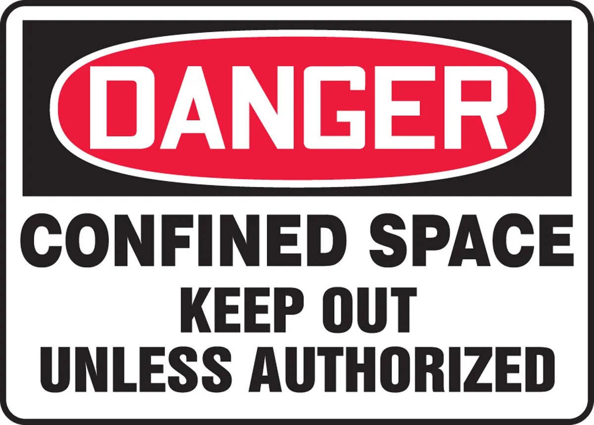 AccuformNMC MCSP023 OSHA Danger Safety Sign, Confined Space, Keep Out Unless Authorized, 10" H x 14" W