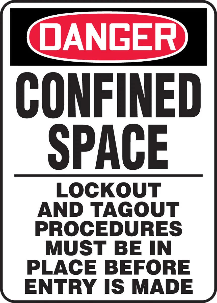 AccuformNMC MCSP027 OSHA Danger Safety Sign, Confined Space, Lockout And Tagout Procedures..., 14" H x 10" W